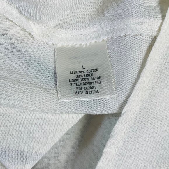 Miami Ivory Striped Halter Dress Size L Belted Linen Blend Cruise Vacation - Picture 5 of 16